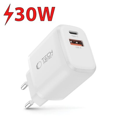 Ładowarka sieciowa TECH-PROTECT NCA30 PD 30W/QC3.0 Biały