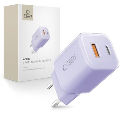 Ładowarka sieciowa TECH-PROTECT NCM33 PD 33W/QC3.0 Fioletowy