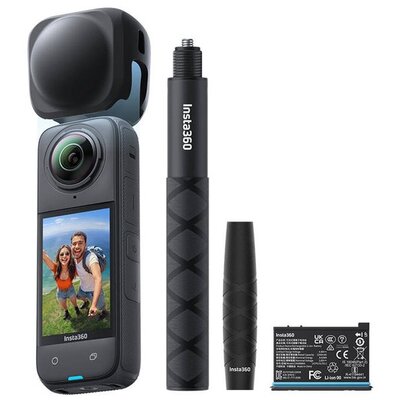 Kamera sportowa INSTA360 X4 Travel Bundle, filmy 360° w rozdzielczości 8K/30 FPS, Wi-Fi, Bluetooth