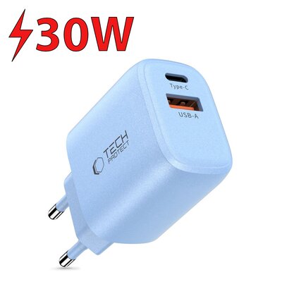 Ładowarka sieciowa TECH-PROTECT NCA30 PD 30W/QC3.0 Jasnoniebieski