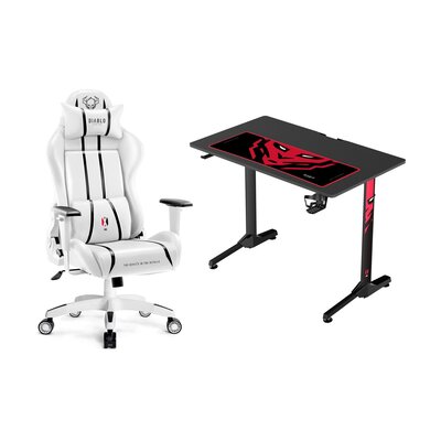 Biurko gamingowe DIABLO CHAIRS X-MATE 1000 + Fotel DIABLO CHAIRS X-One 2.0 Small Biało-czarny