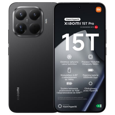 Smartfon XIAOMI 15T Pro 5G 12/1TB 6.83" 144Hz Czarny