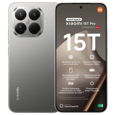 Smartfon XIAOMI 15T Pro 5G 12/512GB 6.83" 144Hz Szary