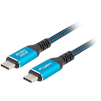 Kabel USB-C - USB-C LANBERG 240W 0.5 m Czarno-niebieski