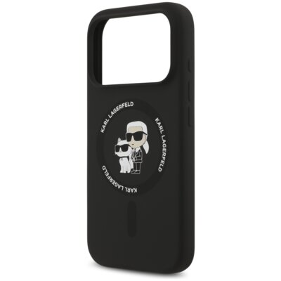 Etui KARL LAGERFELD Silicone Karl&Choupette Ring MagSafe do Apple iPhone 17 Pro Czarny