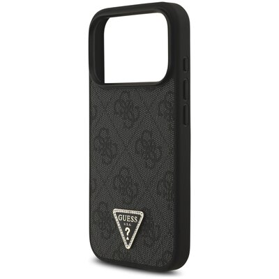 Etui GUESS Leather 4G Triangle Strass MagSafe do Apple iPhone 17 Pro Czarny