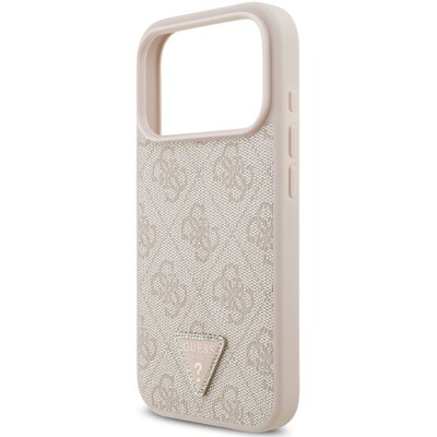 Etui GUESS Leather 4G Triangle Strass MagSafe do Apple iPhone 17 Pro Różowy