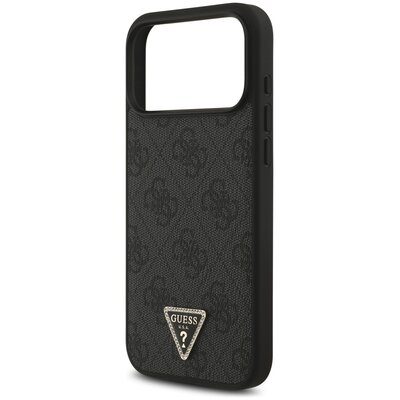 Etui GUESS Leather 4G Triangle Strass MagSafe do Apple iPhone 17 Pro Max Czarny