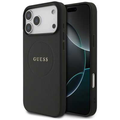 Etui GUESS Grained Ring MagSafe do Apple iPhone 17 Pro Max Czarny