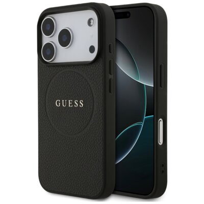 Etui GUESS Grained Ring MagSafe do Apple iPhone 17 Pro Czarny