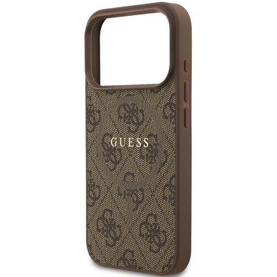 Etui GUESS 4G Ring Classic Logo MagSafe do Apple iPhone 17 Pro Brązowy
