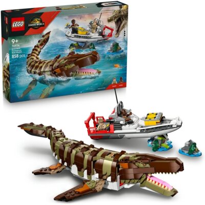 LEGO 76974 Jurassic World Misja na łodzi i model mozazaura