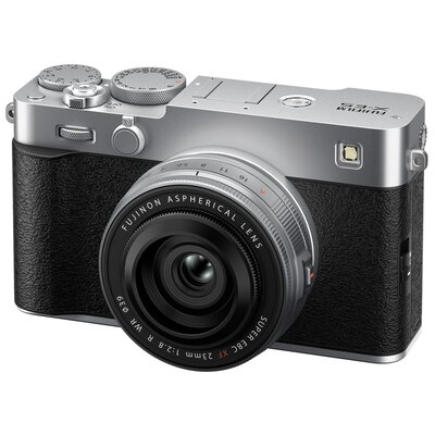 Aparat bezlusterkowy FUJIFILM X-E5 Srebrny, 40.2Mpix, 6.2K, 20kl/s + Obiektyw XF 23mm/2.8 R WR Kit