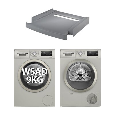 Pralka BOSCH WAN282SXPL 9kg 1400 obr EcoSilence Drive + Suszarka BOSCH WTH85VXXPL + Łącznik WPRO SKS101S