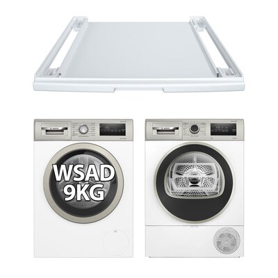 Pralka BOSCH WAN24M2SPL Serie 4 9kg 1200 obr SpeedPerfect IronAssist ActiveWaterPlus + Suszarka BOSCH WTH85VMSPL Serie 4 z pompą ciepła + Łącznik BOSCH WTZ27400