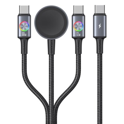 Kabel USB-C - USB-C/USB-C/MagSafe USAMS Huan Series SJ754 72W Szary