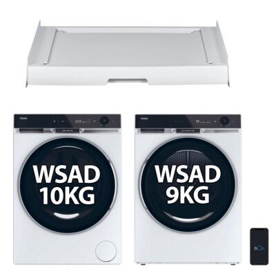 Pralka HAIER X11 HW100-BD14397U1S 10kg 1400 obr AI Smart Ultra Fresh Air Direct Motion Smart Dosing ABT hOn + Suszarka HAIER HD90-A3Q397U1-S + Łącznik HAIER HASTKU10