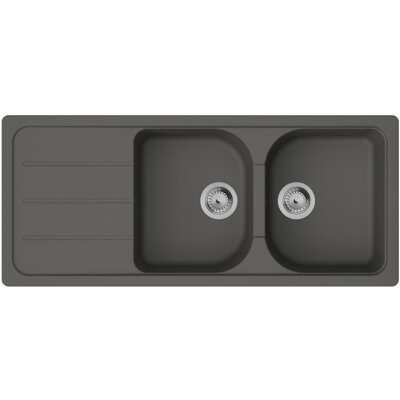 Zlewozmywak dwukomorowy z ociekaczem HANSGROHE S52 43348290 Kamienny szary 50x116