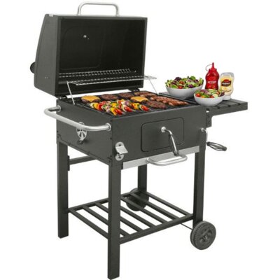 Grill ogrodowy węglowy GRILL CHEF Comfort Basic 11528 Zamykany, ruszt żeliwny, kółka, regulacja wysokości, termometr