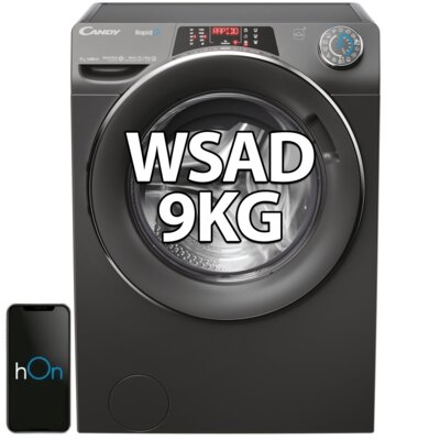 Pralka CANDY Rapido RO1496DWMCRT 1-S 9kg 1400 obr A Quick&Clean + Suszarka CANDY ROE H9A2TCERX-S RapidO + Zestaw podłączeniowy CANDY WSK1101 2 STD