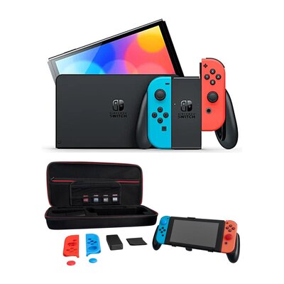 Konsola NINTENDO Switch Oled Czerwono-niebieska + Etui MAD DOG NSA500