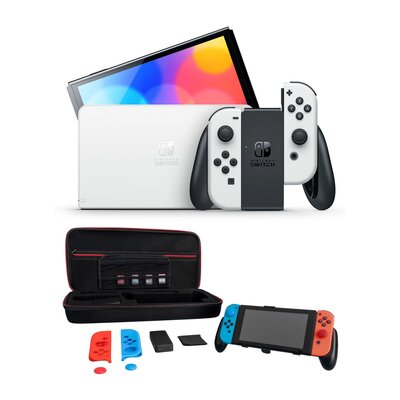 Konsola NINTENDO Switch Oled Biała + Etui MAD DOG NSA500