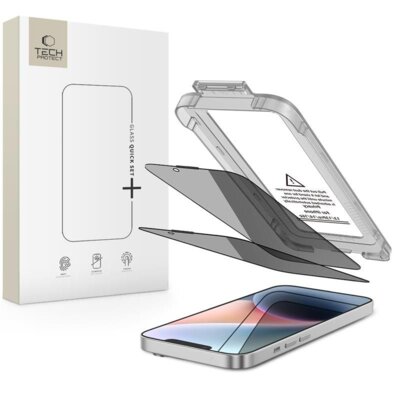 Szkło prywatyzujące TECH-PROTECT Quick Set Spy+ do Apple iPhone 13/13 Pro/14/16e/17e (2 szt.)