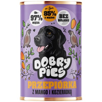 Karma dla psa DOBRY PIES Przepiórka z mango i kozieradką 400 g
