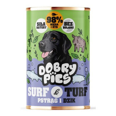 Karma dla psa DOBRY PIES Surf&Turf Pstrąg i dzik 400 g