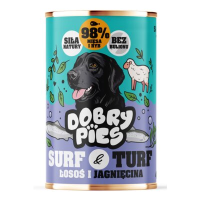 Karma dla psa DOBRY PIES Surf&Turf Łosoś i jagnięcina 400 g