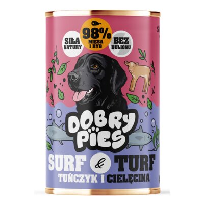 Karma dla psa DOBRY PIES Surf&Turf Tuńczyk i cielęcina 400 g