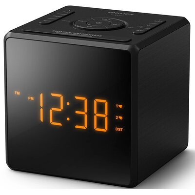 Radiobudzik PHILIPS TAR4500/10 Czarny, Tuner FM, Wyświetlacz LCD z regulacją jasności, Alarm, Gniazdo USB-C, Zasilanie sieciowe