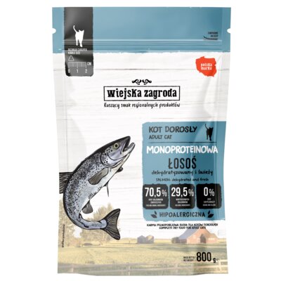 Karma dla kota WIEJSKA ZAGRODA Adult Monoproteionowy Łosoś 800 g