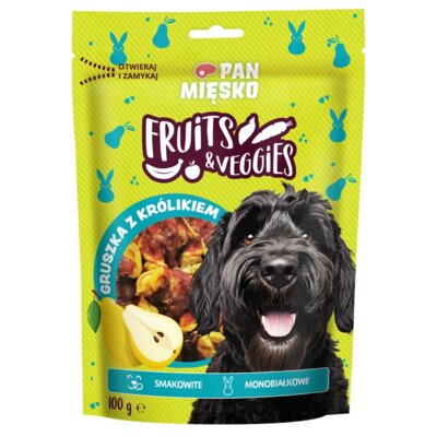 Przysmak dla psa PAN MIĘSKO Fruits & Veggies Gruszka z królikiem 100 g