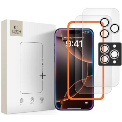 Szkło hartowane TECH-PROTECT Easy Set+ 3-pack do Apple iPhone 16 Pro Max/17 Pro Max Przezroczysty