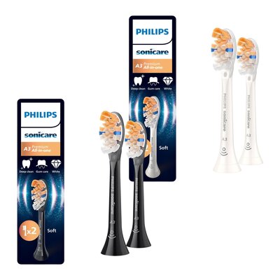 Oryginalne końcówki Philips Sonicare HX9092/88 Miękkie włókna (2 szt.) + Oryginalne końcówki Philips Sonicare HX9092/87 Miękkie włókna (2 szt.) (Kompleksowa zaawansowana pielęgnacja)