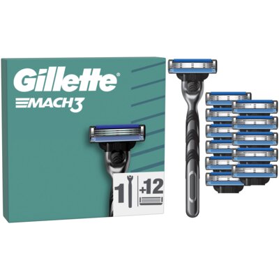 Golarka GILLETTE Mach3 + 12 ostrzy Czarny