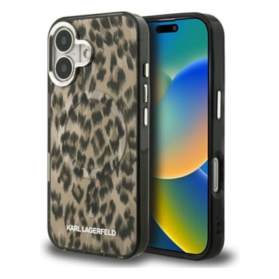 Etui KARL LAGERFELD IML Leopard Pattern MagSafe do Apple iPhone 16 Brązowy