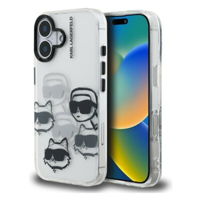 Etui KARL LAGERFELD IML Multi K&C Head Pattern do Apple iPhone 16 Przezroczysty