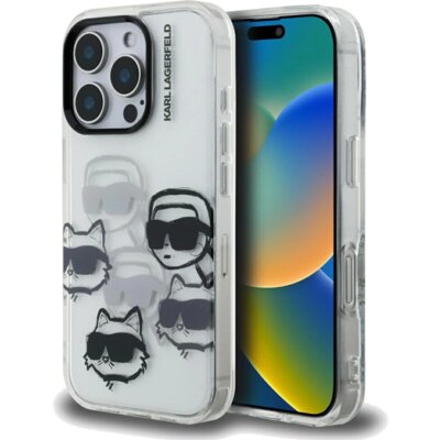 Etui KARL LAGERFELD IML Multi K&C Head Pattern do Apple iPhone 16 Pro Max Przezroczysty