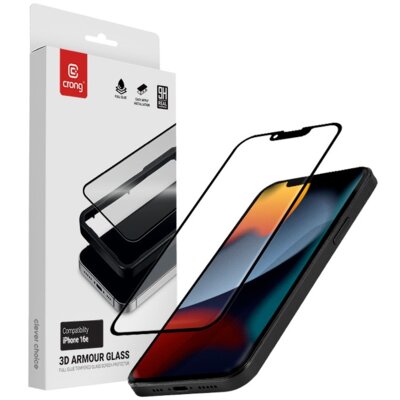 Szkło hartowane CRONG 3D Armour Glass do Apple iPhone 13/13 Pro/14/16e/17e + ramka instalacyjna
