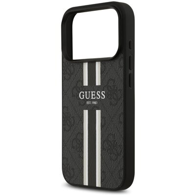 Etui GUESS 4G Printed Stripes MagSafe do Apple iPhone 17 Pro Czarny