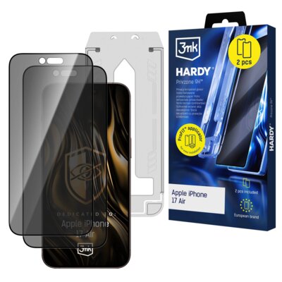Szkło prywatyzujące 3MK Hardy Privzone 9H do Apple iPhone Air (2 szt.)