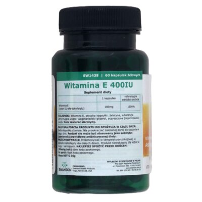 Zdjęcia - Witaminy i składniki mineralne Swanson Witamina E  400 j.m.  400 j.m. (60 kapsułek)