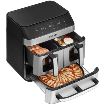 Air Fryer Frytkownica beztłuszczowa CONCEPT Pizza Trio FR9000 18.5 l z podwójnym koszem + szuflada do pieczenia
