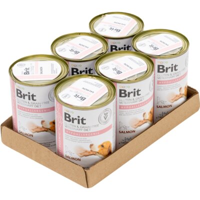Karma dla psa BRIT Grain Free Veterinary Diets Dog Hypoallergenic Łosoś z groszkiem 6 x 400 g
