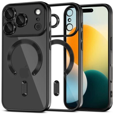 Etui TECH-PROTECT MagFlex MagSafe do Apple iPhone 17 Pro Max Przezroczysto-czarny (błyszczący)