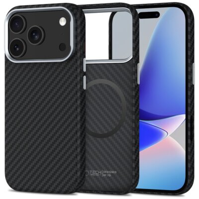 Etui TECH-PROTECT Ion Carbon MagSafe do Apple iPhone 17 Pro Czarno-srebrny