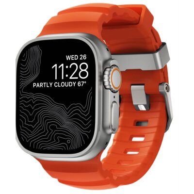 Pasek NOMAD Rocky Point Band do Apple Watch do koperty 42/44/45/46/49mm Pomarańczowo-srebrny