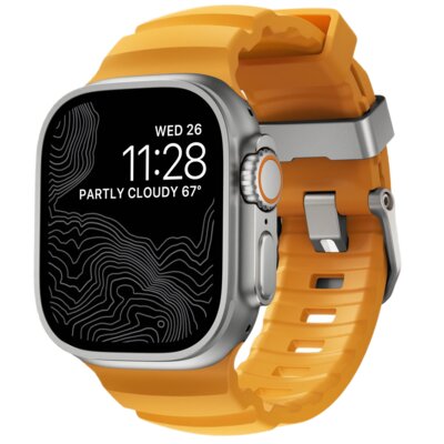 Pasek NOMAD Rocky Point Band do Apple Watch do koperty 42/44/45/46/49mm Żółto-srebrny